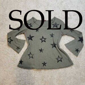 SOLD T-Party Star Print Army Green & Black Grunge Punk Skater Lightweight Sweats